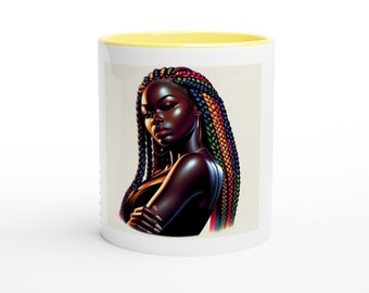 Coffee Cup with Artistic Black Woman Design