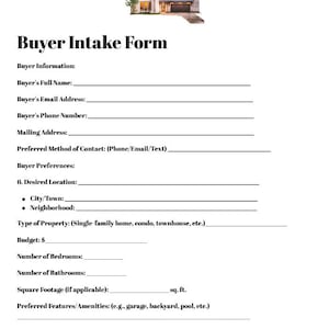 Buyer Intake Form - Real Estate Agent