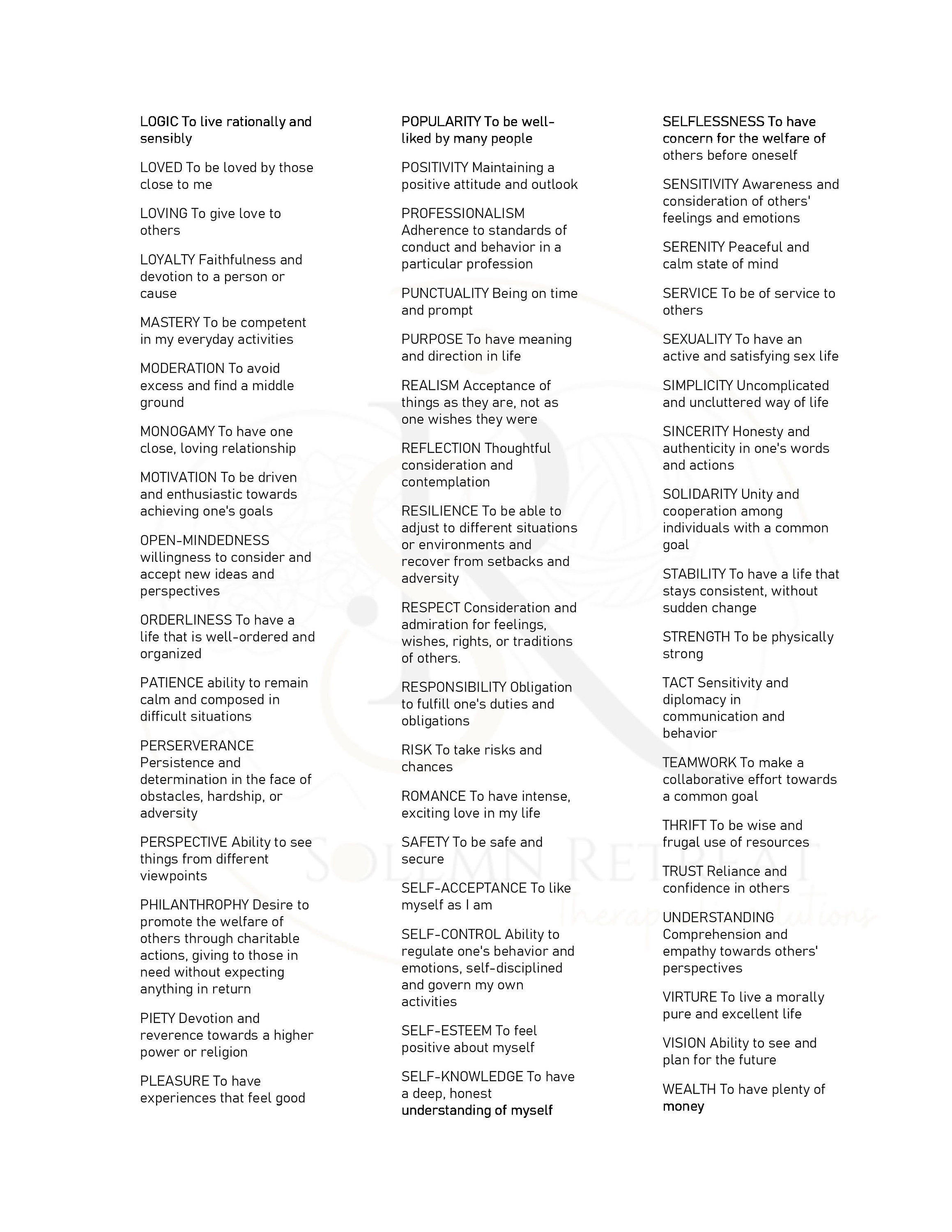 Personal Values Sort Personal Value Sort - Etsy UK