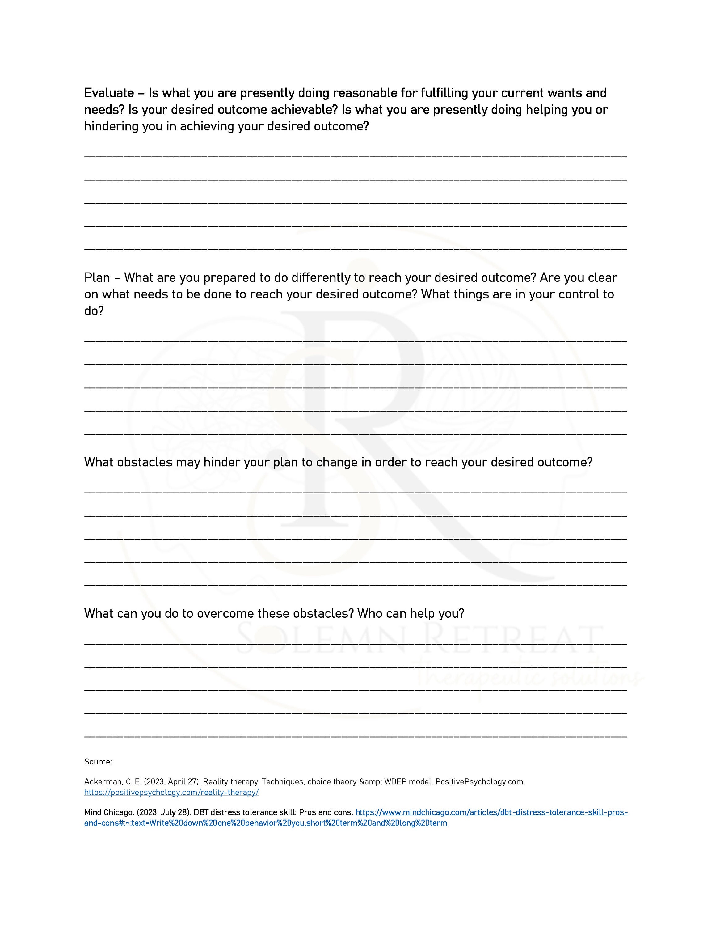 DBT Pros Vs Cons & Reality Therapy WDEP - Etsy