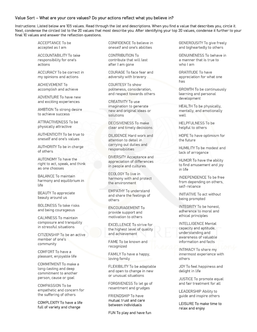 Personal Values Sort Personal Value Sort - Etsy UK