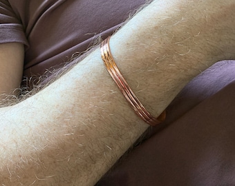 Pure Copper Bracelet - Large sized men&#39;s copper bracelet - Anti stress bangle for men - Sports Bracelet - Carpel Tunnel Bracelet