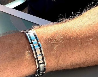 Positive Energy- Mens Magnetic Health Bracelet - Inox Black Magnetic Bracelet - Therapy Bracelet
