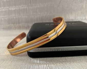 Stunning Copper, Gold, Silver Bangle Bracelet for Men and Women -  Trendy Magnetic Gift Bracelet - Golf & Sports Bracelets