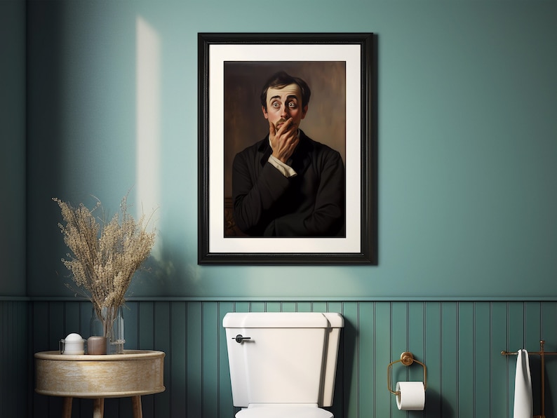 Set of Four Hilarious Victorian Restroom Paintings, Digital Printable