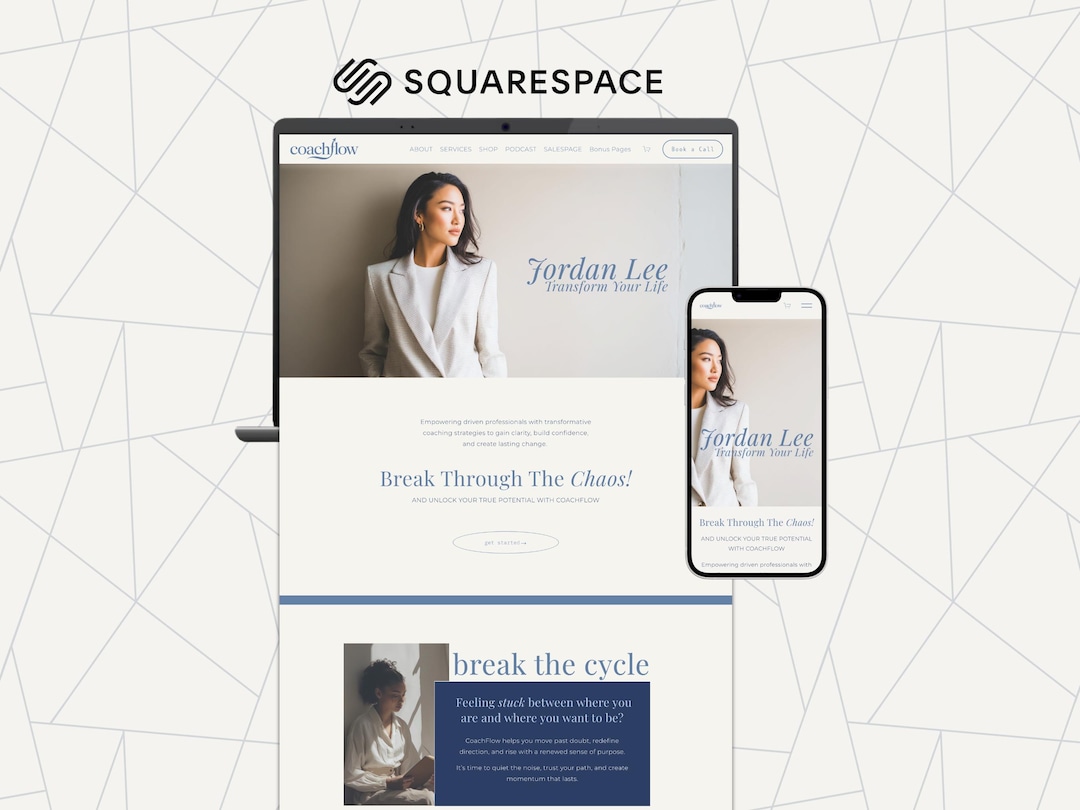 Squarespace Website Template | Luxury Blue Business Design for Coaches ...