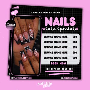 Nail Flyer Nail Tech Booking Flyer Nail Tech Book Now Flyer DIY Booking Flyer Nails DIY Template Flyer for Nails Special Flyer DIY Nail Deal