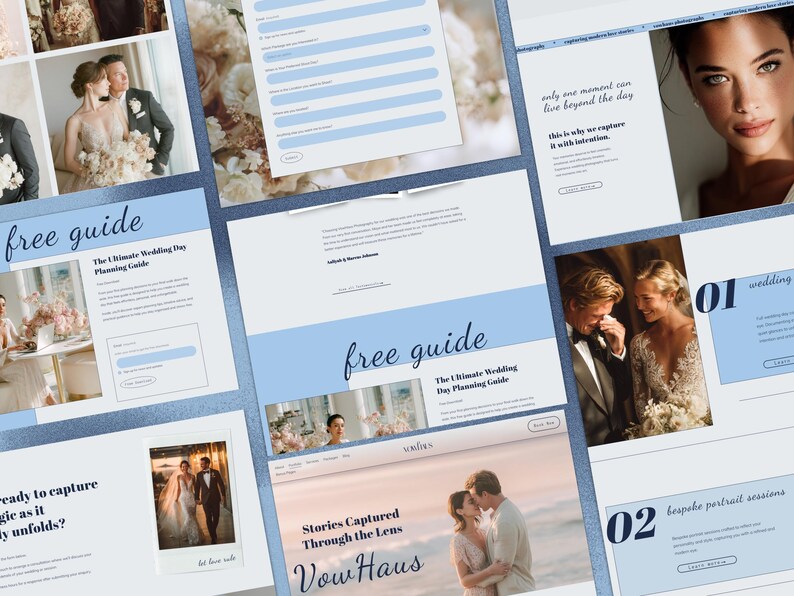 Squarespace Photographer Portfolio Template, Blue Wedding Photography ...
