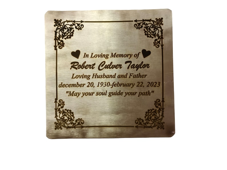 Brass Plate 4x4 Custom Engraved Brass Plate Memorial Plaque, Name Plate