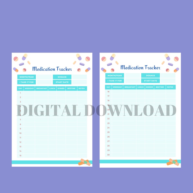 Planner Tracker Medical Medication Printable Digital - Etsy