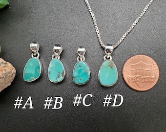 FFD #466 Dainty Turquoise Pendant | Handmade Southwest Turquoise Pendant With an 18 Inch Chain | Sterling Silver Turquoise Pendant Necklace
