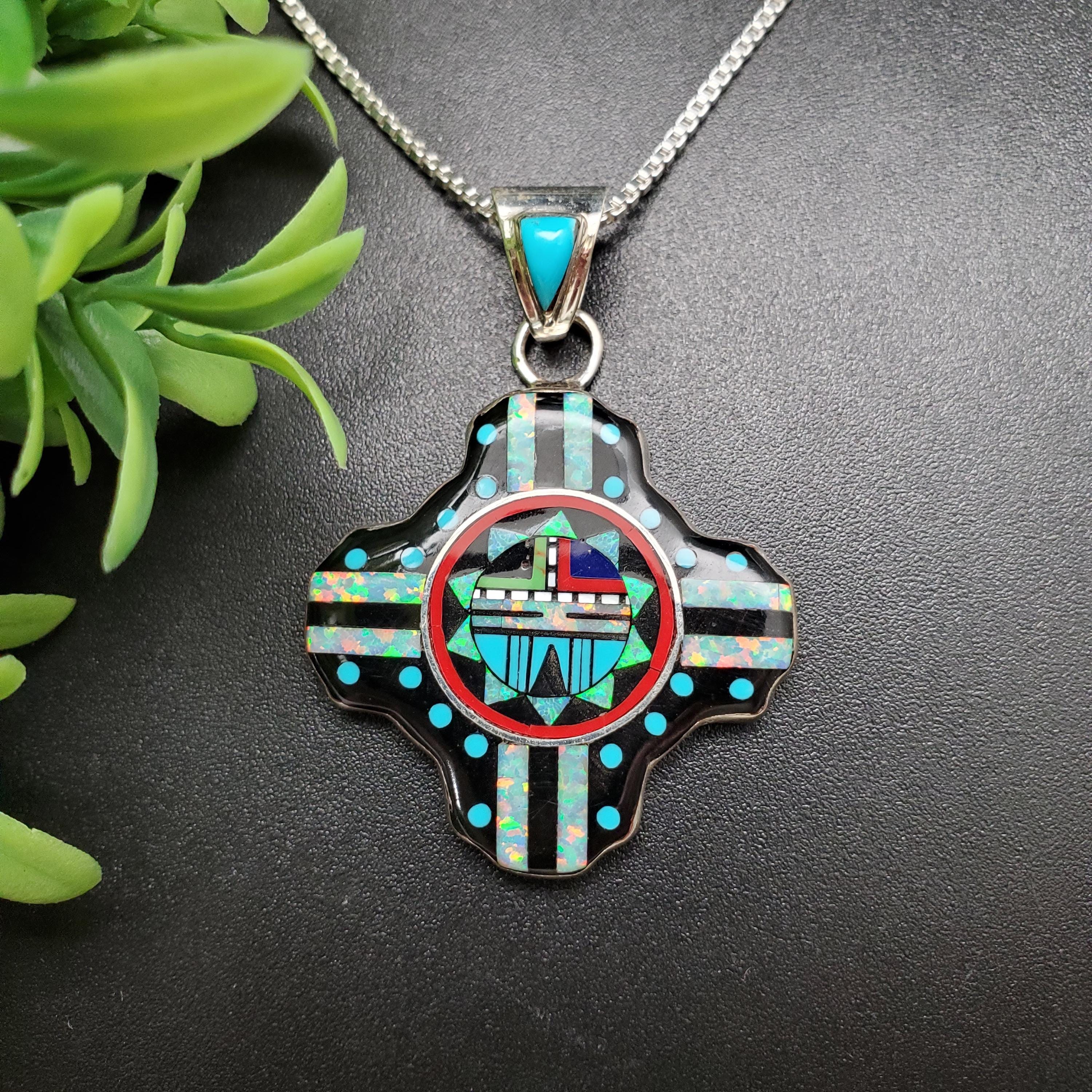 QQ-526 | Multicolor Inlay Zia Necklace Pendant Option With Silver QQ-526 | Multicolor Inlay Zia Necklace Pendant Option With Silver