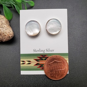 JJS-626 | Dainty Inlay White Mother of Pearl Earrings | Sterling Silver White Shell Studs | Lovely White Posts | Inlay White Silver Studs