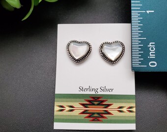 QQ-729 | Dainty Heart Inlay White Mother of Pearl Earrings