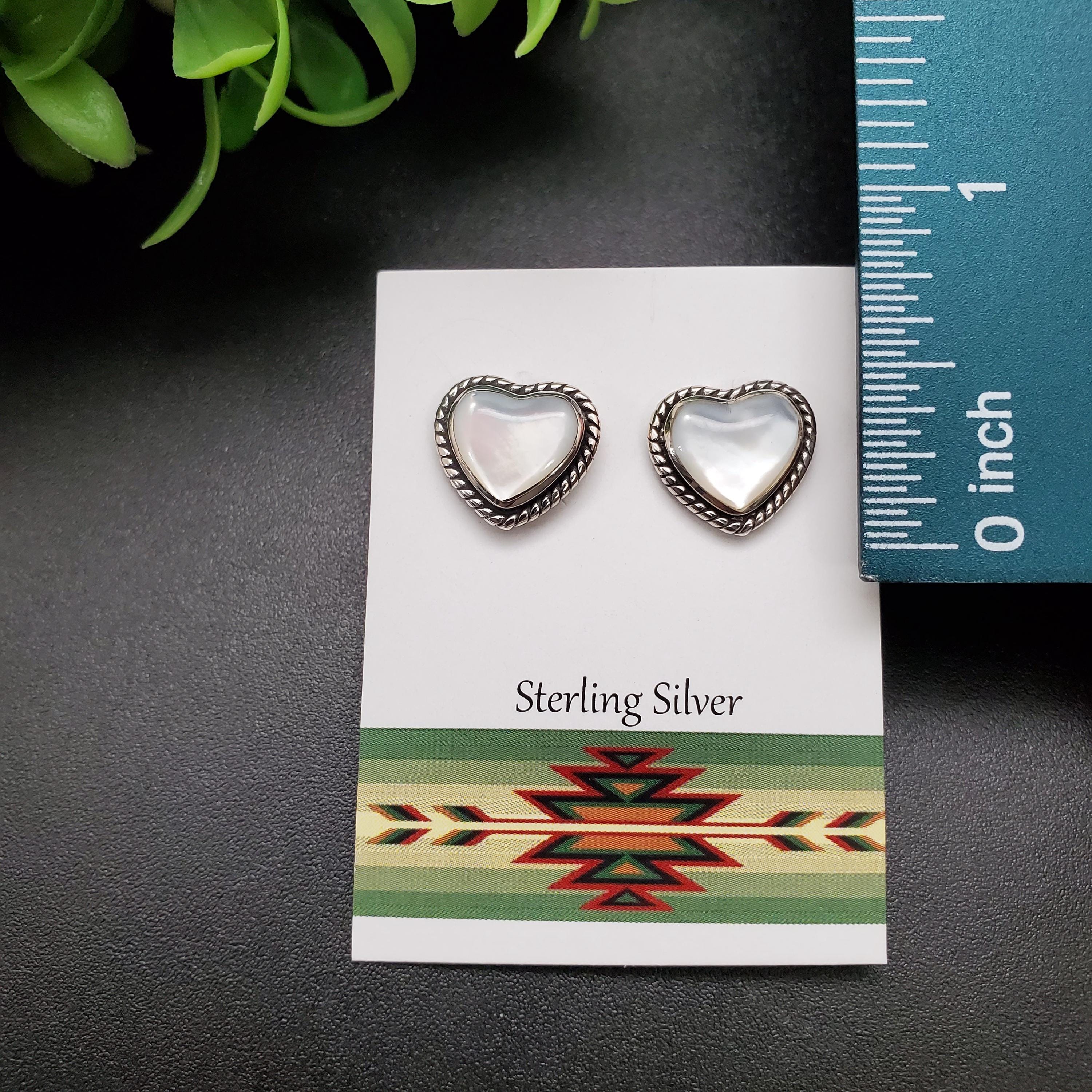 QQ-729 | Dainty Heart Inlay White Mother of Pearl Earrings