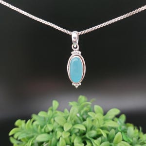 QQ-915 | Dainty Aqua Chalcedony Pendant Necklace Option Silver Chain | Sterling Silver Blue Aqua Pendant | Blue Chalcedony Necklace Pendant