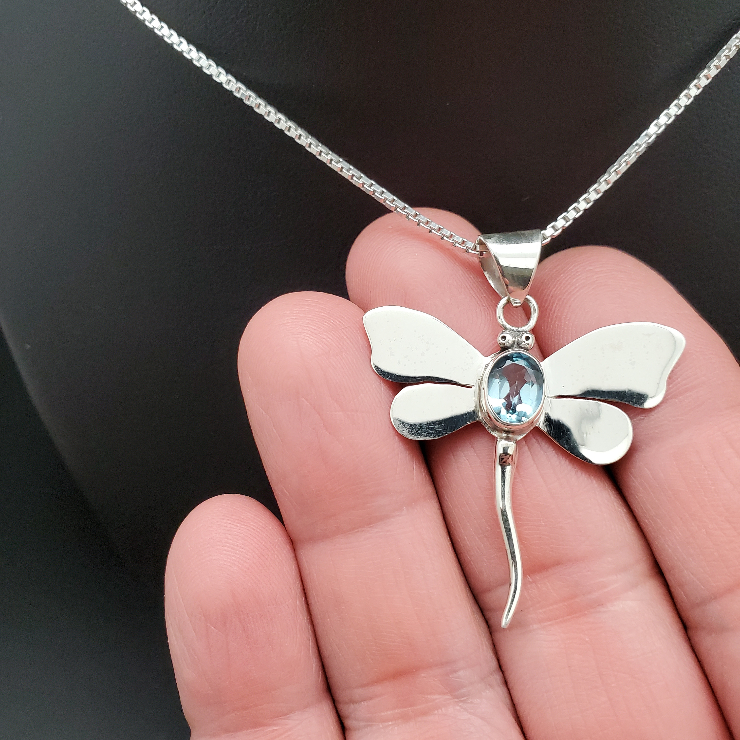 ATS-AYU277 | Blue Topaz Dragonfly Necklace Pendant Option