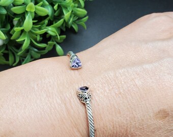 KK-132 | Sterling Silver Purple Amethyst Bracelet Cuff