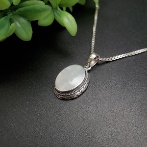 QQ-126 | White Mother of Pearl Necklace Pendant Option With Silver Chain | Sterling Silver White Shell Pendant | Mother of Pearl Pendant