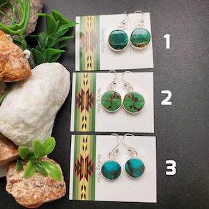 ATS#TQE002 | Simple Turquoise Earrings | Sterling Silver Turquoise Southwest Earrings | Blue Turquoise Dangle Earrings | Turquoise Jewelry