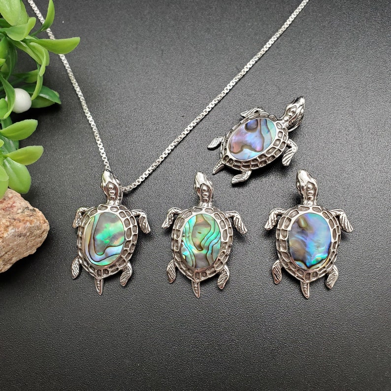FFD #429 | Sea Turtle Abalone Shell Necklace Pendant Option With Silver ...
