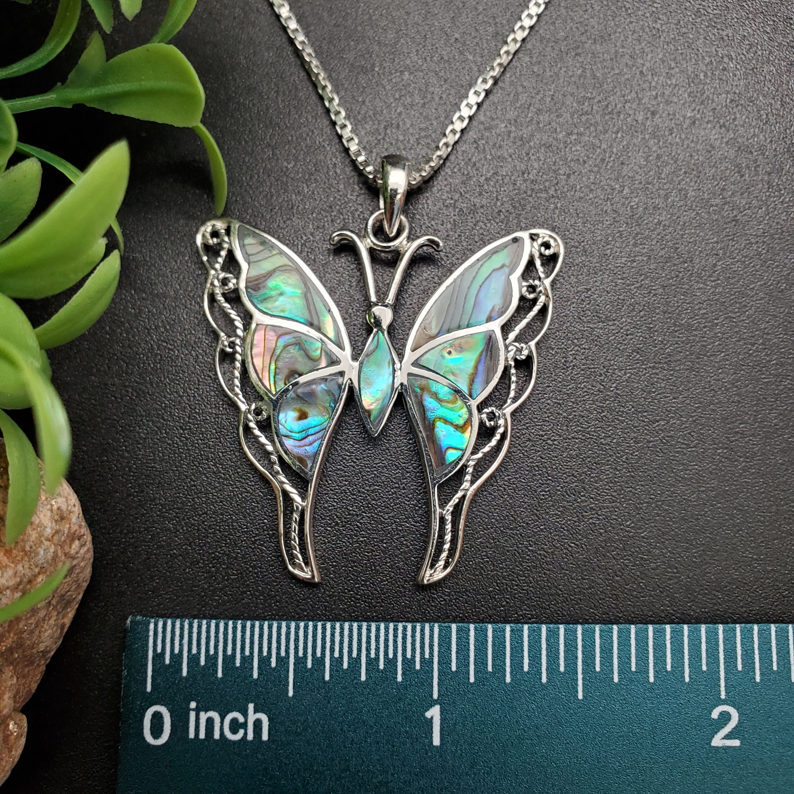 FFD #789 | アワビ貝の蝶のネックレスペンダント | スターリング