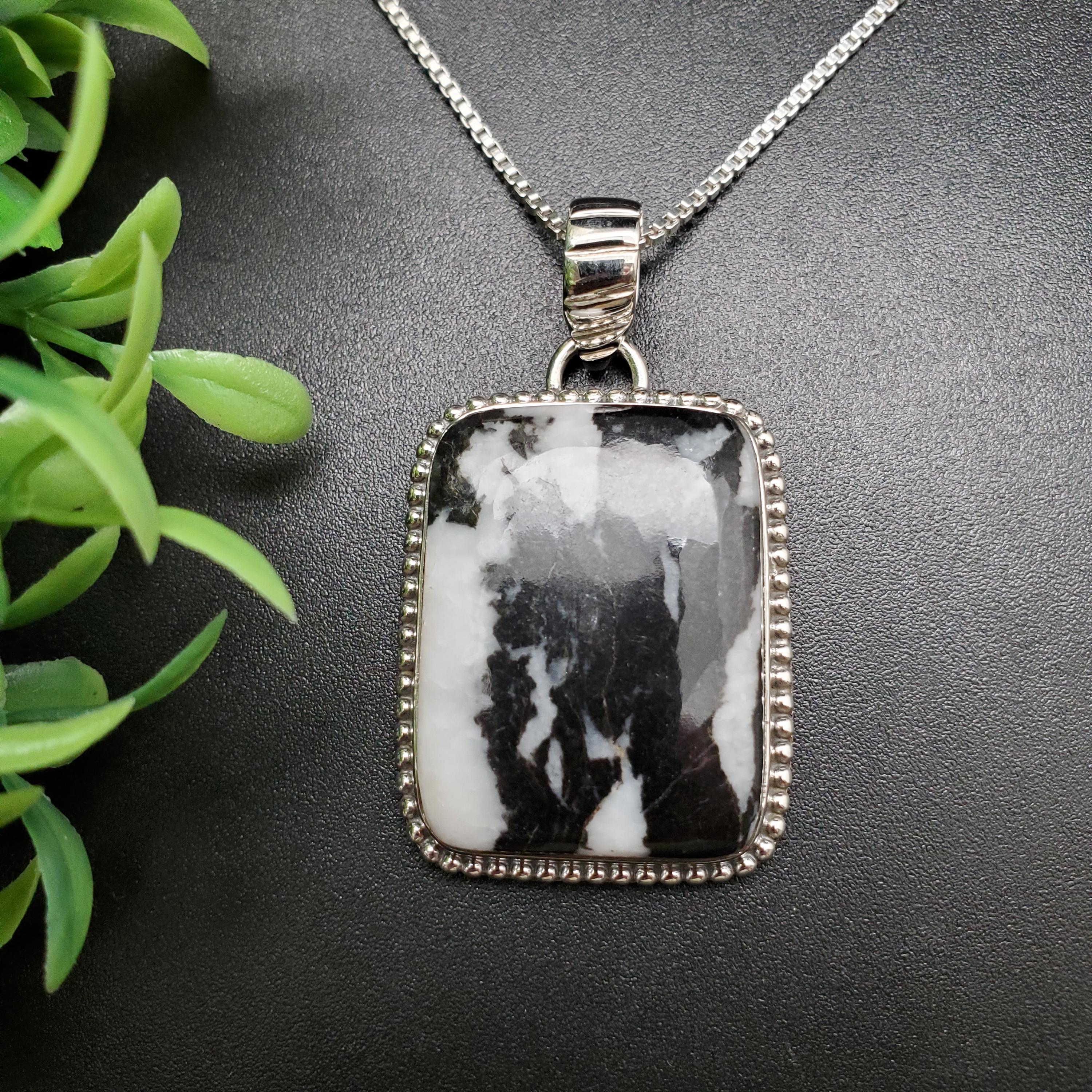 QQ-456 | Big Zebra Agate Necklace Pendant Option With Silver
