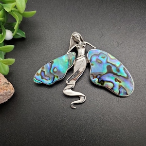 FFD #441 | Abalone Shell Female Butterfly Necklace Pendant | Sterling Silver Butterfly Pendant | Abalone Inlay Butterfly | Butterfly Jewelry
