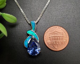 QQ-288 | ブルータンザナイトブルーオパールネックレスペンダント