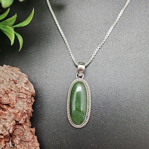 ATS#PD006 | Big Oval Green Aventurine Necklace Pendant With Options of Silver Chain | Sterling Silver Green Aventurine Pendant Necklace