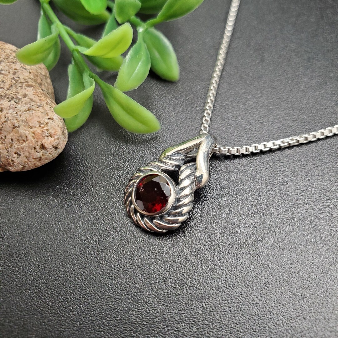 ATS-AYU273 | Dainty Red Garnet Necklace Pendant Options With Silver ...
