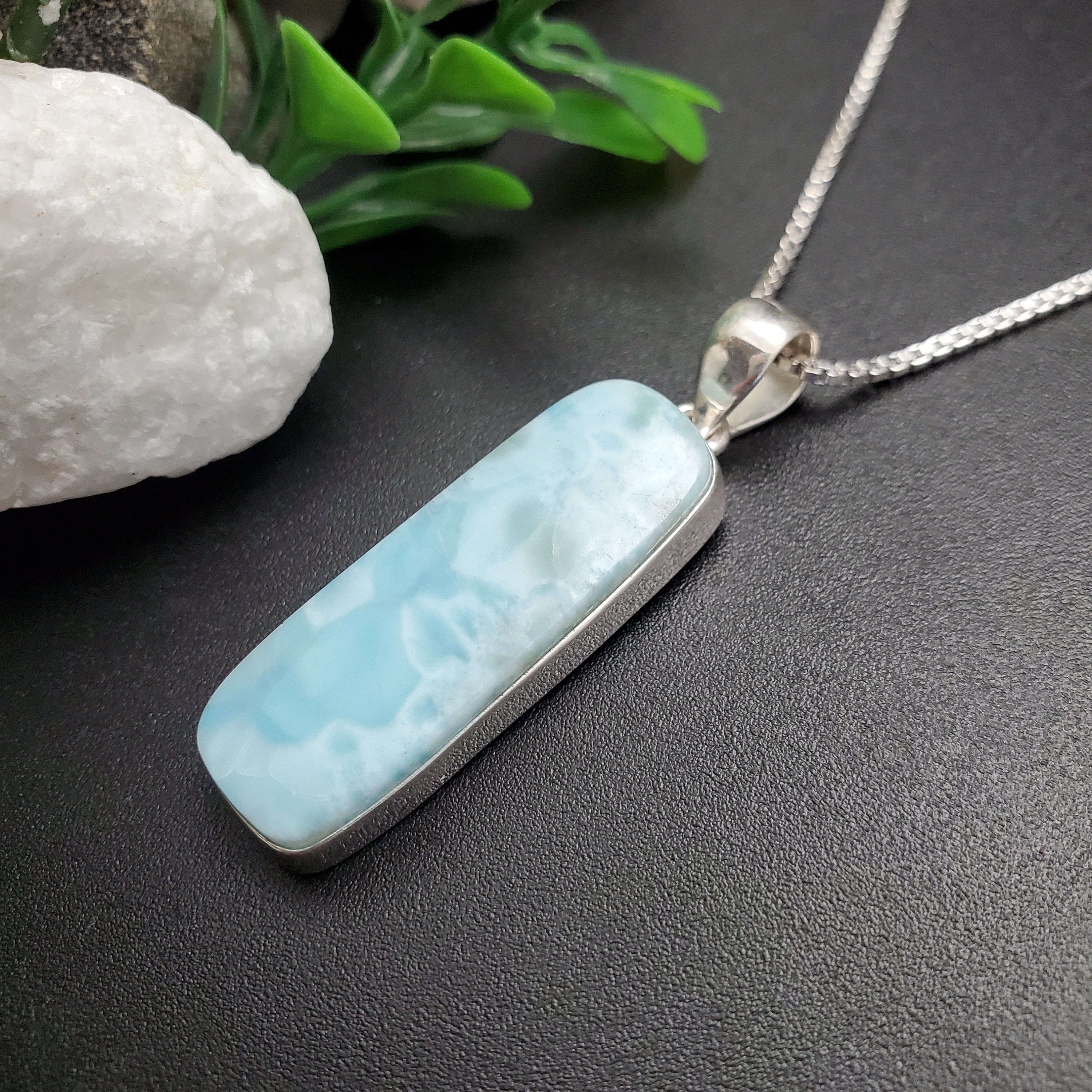 ATS#PD047 | Dainty Blue Larimar Necklace Pendant | Sterling Silver