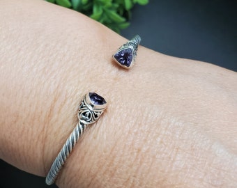 KK-132 | Sterling Silver Purple Amethyst Bracelet Cuff