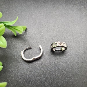 ATS-AYU136 | Unique Shape Silver Hoop Earrings | Sterling Silver Hoop posts | Silver Posts | Half Hoops | Silver Earrings | Lovely Earrings