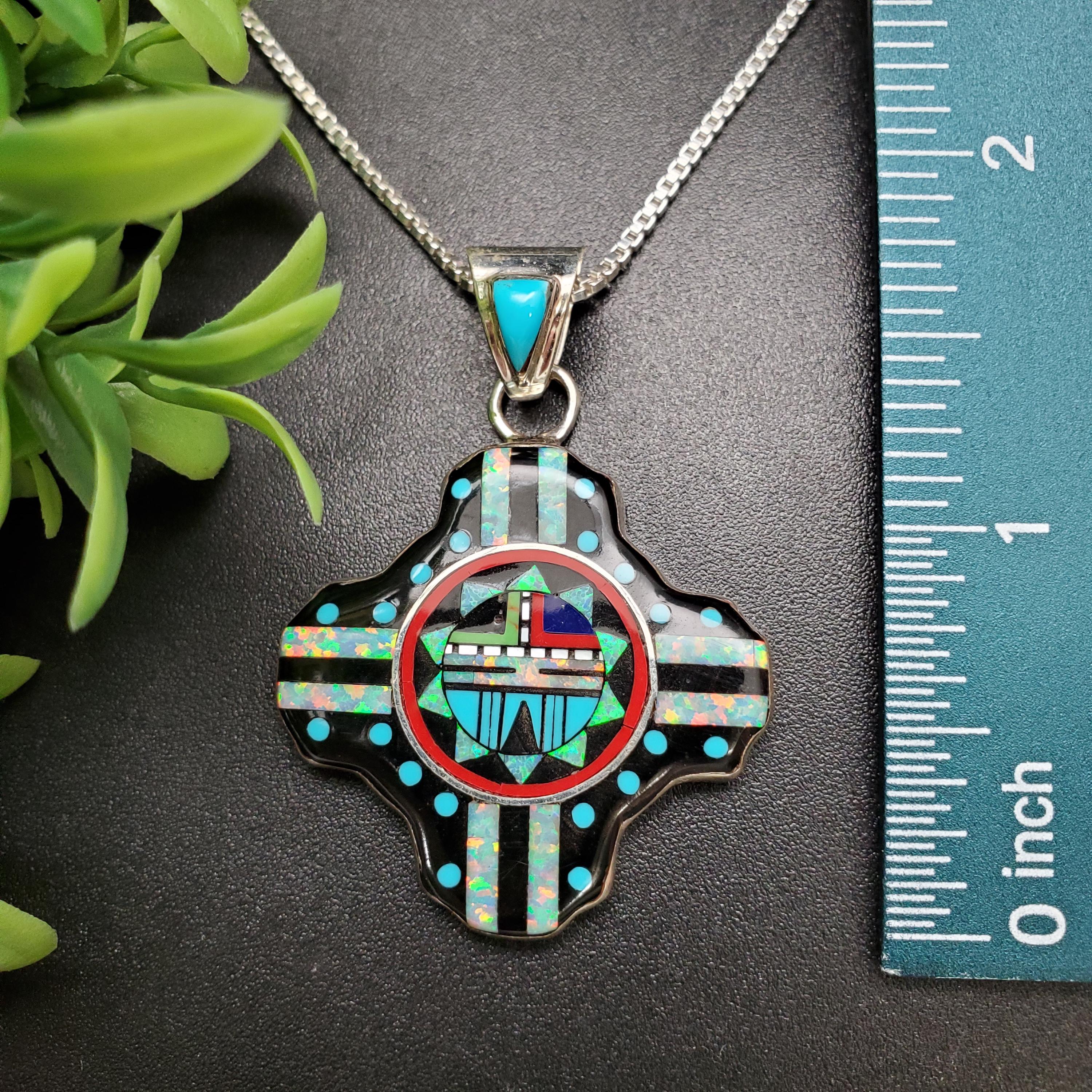 QQ-526 | Multicolor Inlay Zia Necklace Pendant Option With Silver