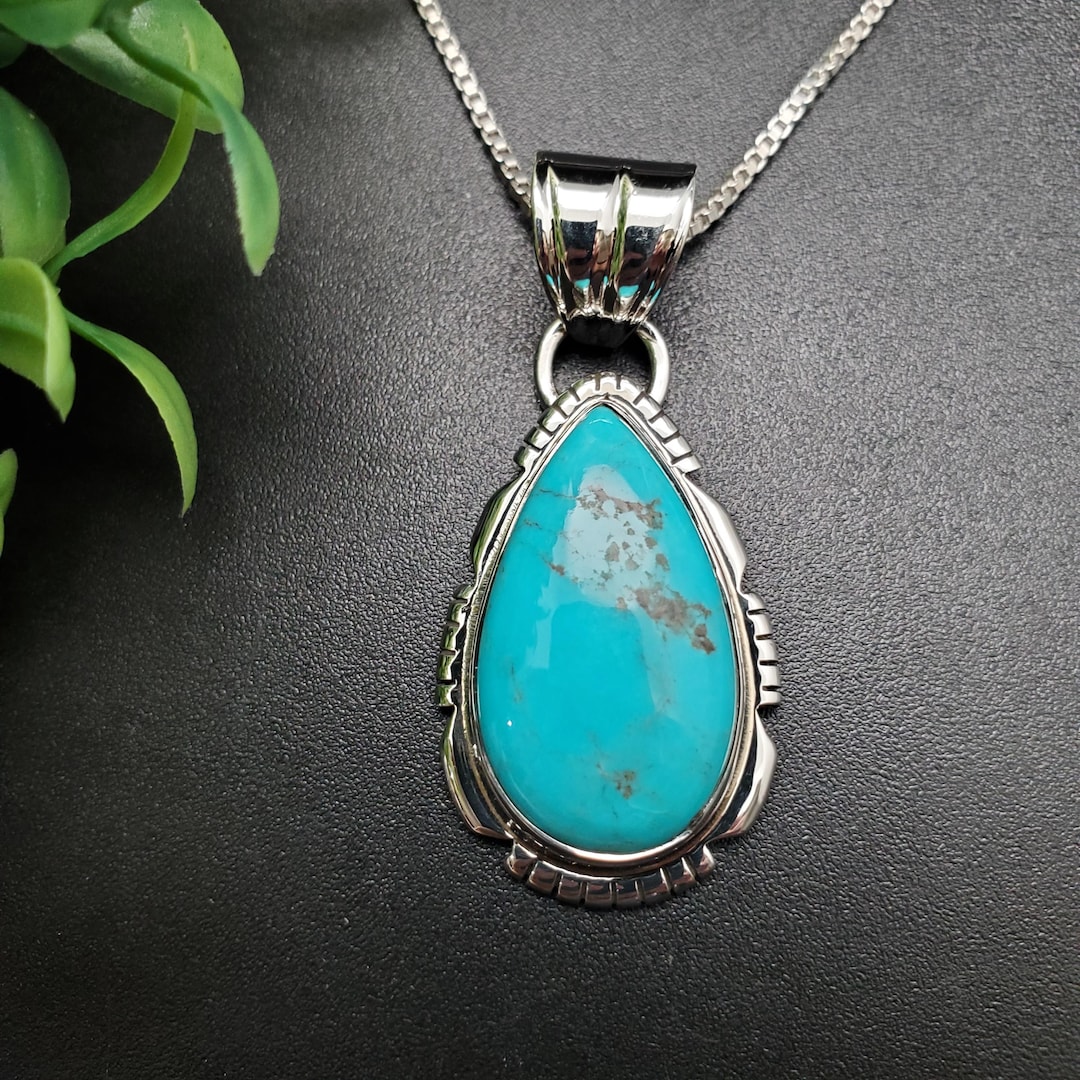 FFD #972 | 天然キングマンターコイズネックレスペンダント（シルバー