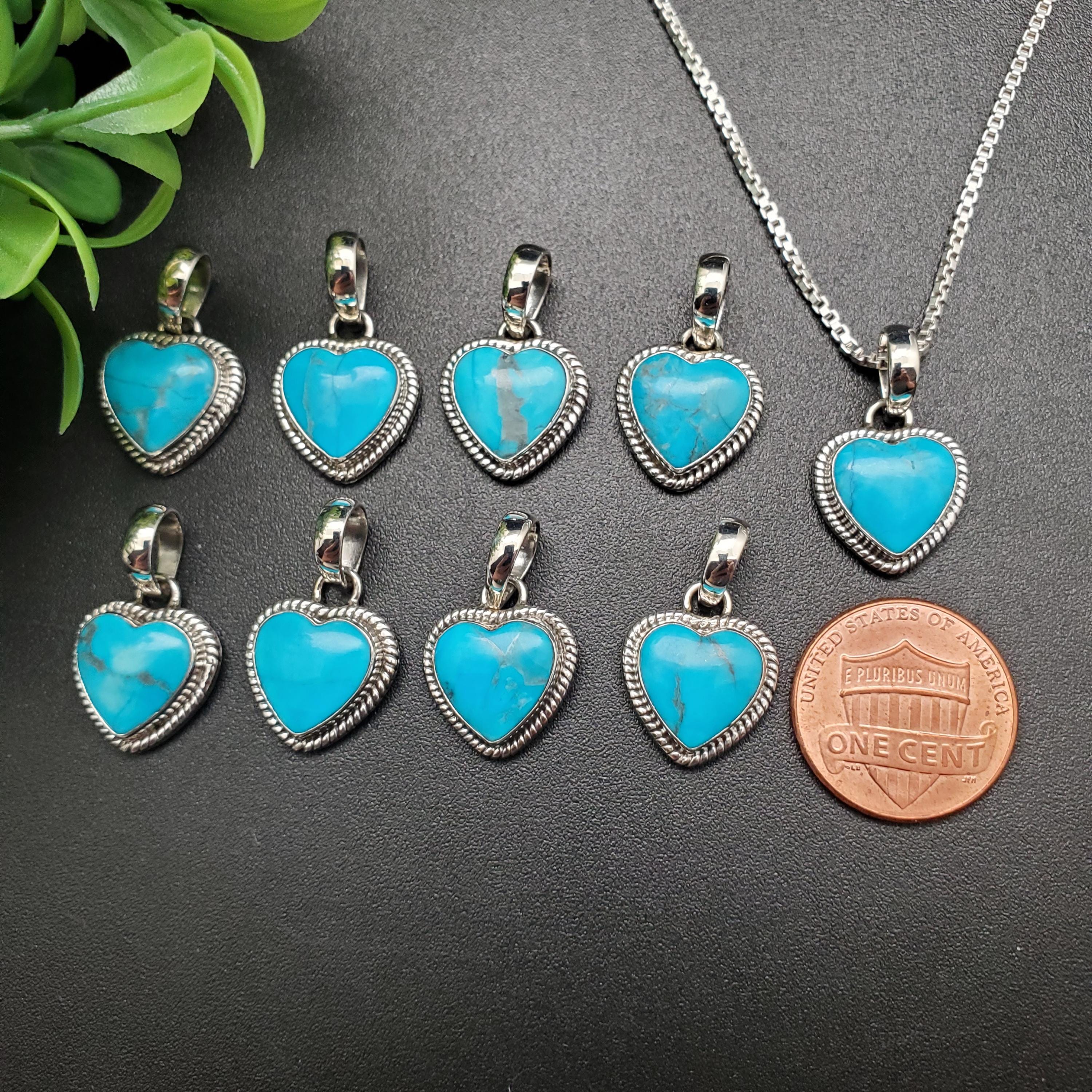 FFD #066 | Lovely Heart Blue Turquoise Necklace Pendant With