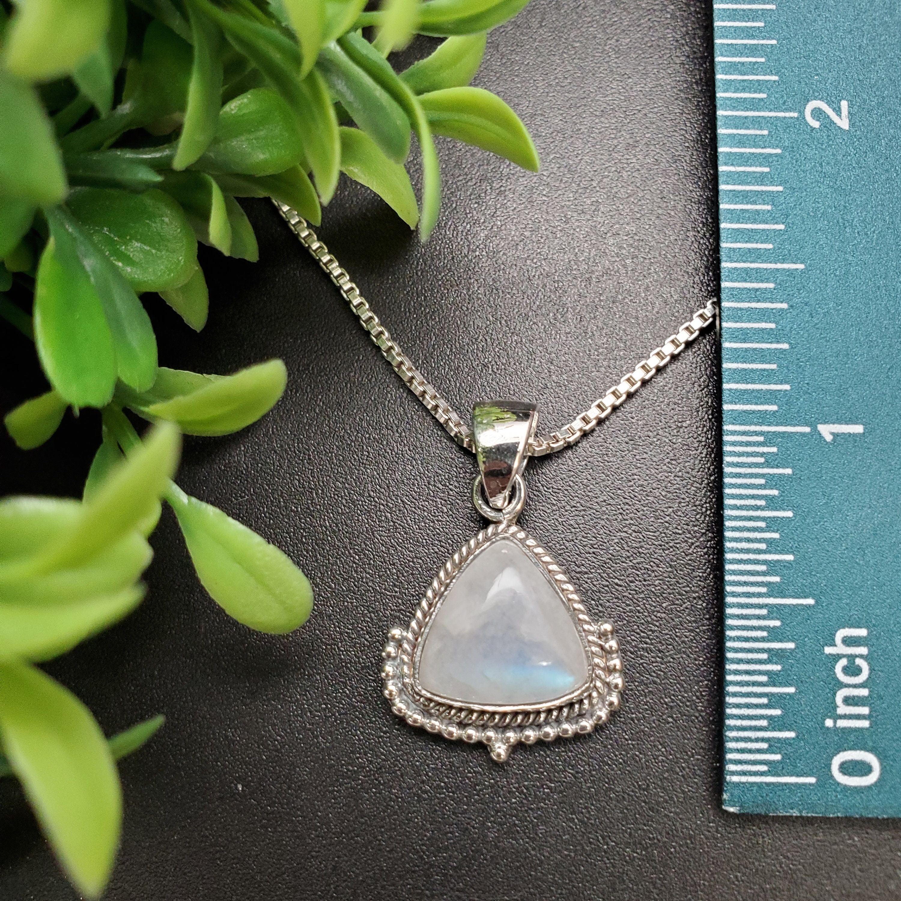 QQ-117 | Rainbow Moonstone Necklace Pendant With Option of Silver