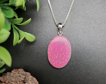ATS#PD019 / Collana con ciondolo ovale grande in opale rosa, opzione collana con catena in argento / Collana in argento sterling con opale rosa / Ciondolo in opale rosa