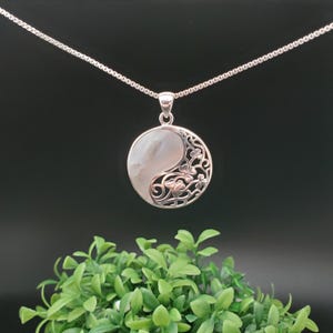 FFD #072 | White Mother of Pearl Necklace Pendant Option With Silver Chain | Sterling Silver White Shell Pendant | Mother of Pearl Pendant