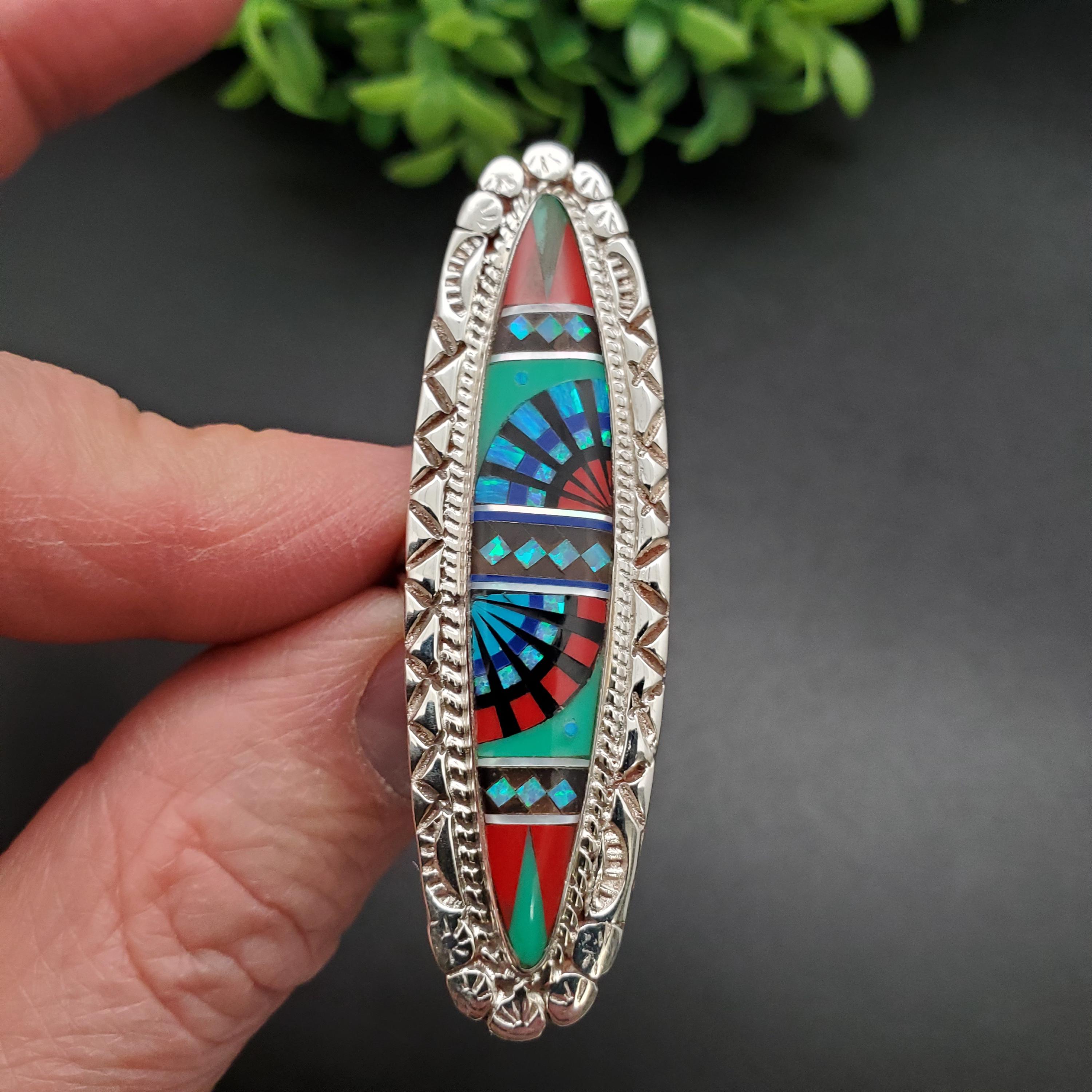 GG-090 | Unique Inlay Ring | Pattern Inlay Southwest Ring | Sterling ...