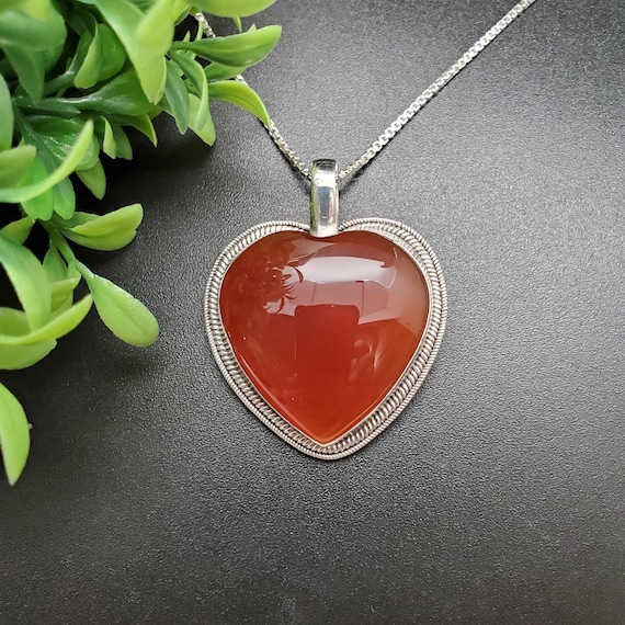 Sterling Silver Carnelian Heart Necklace Sterling Silver Carnelian Heart Necklace