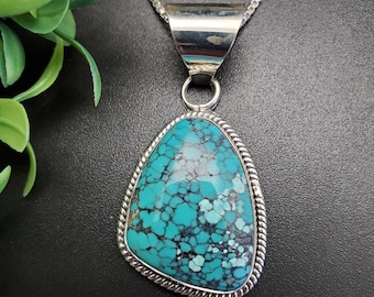 ATS#PD214 | Ravissant pendentif de collier turquoise Royston, pendentif turquoise en argent sterling du sud-ouest, collier pendentif turquoise bleu-vert