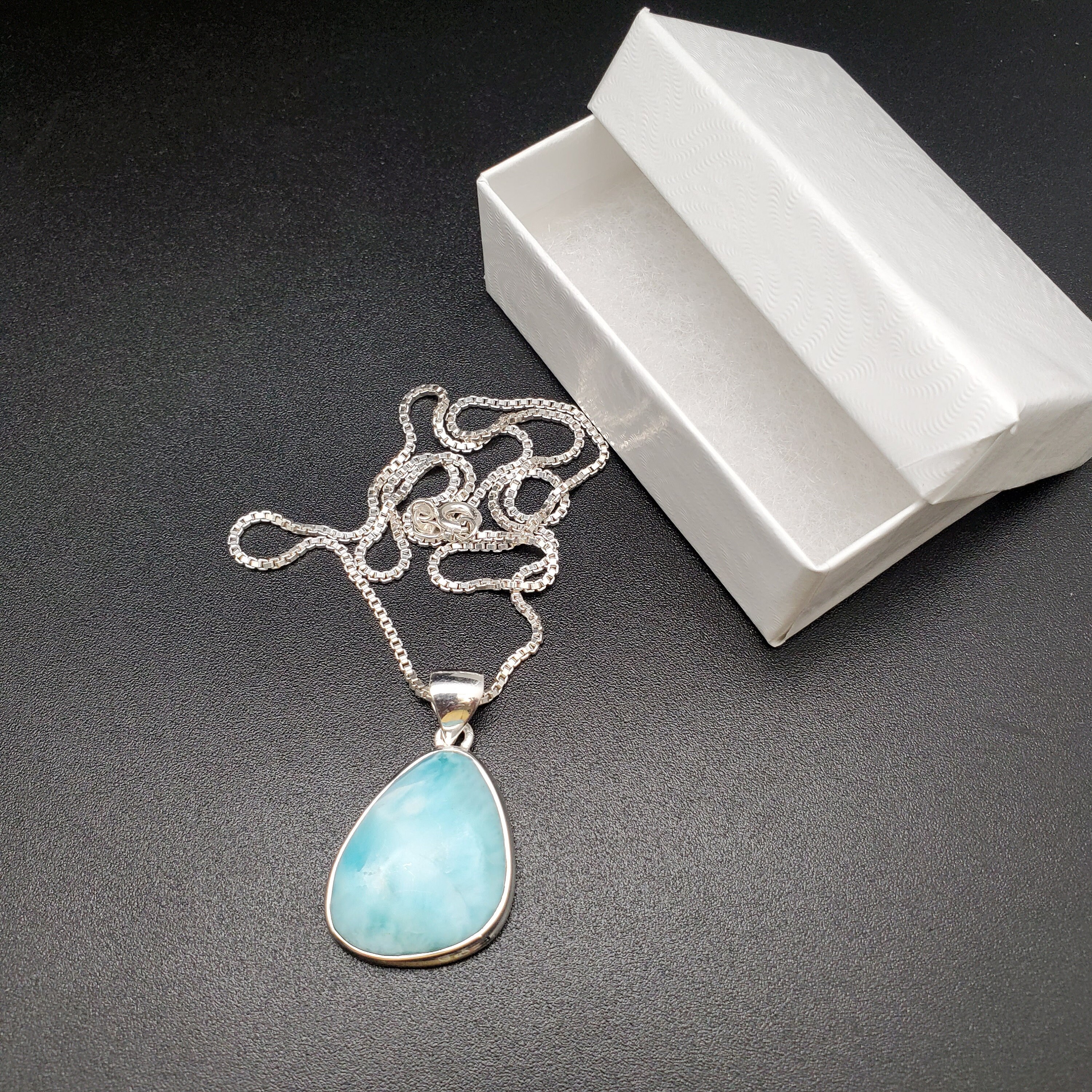 FFD #907 | Dainty Blue Larimar Necklace Pendant | Sterling