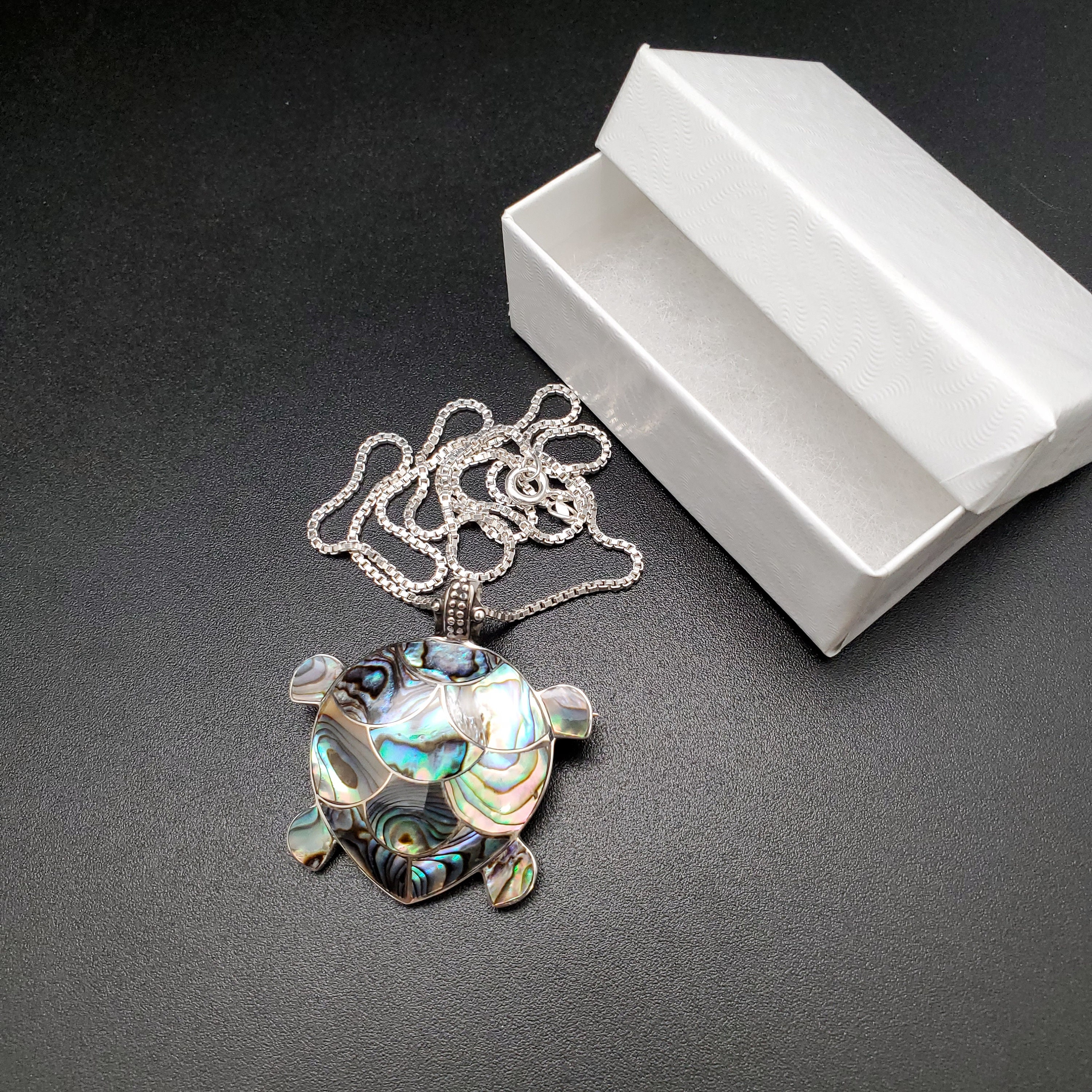 Sea Turtle Inlay FFD #427 | Abalone Shell Inlay Sea Turtle Necklace Pendant Option With ...