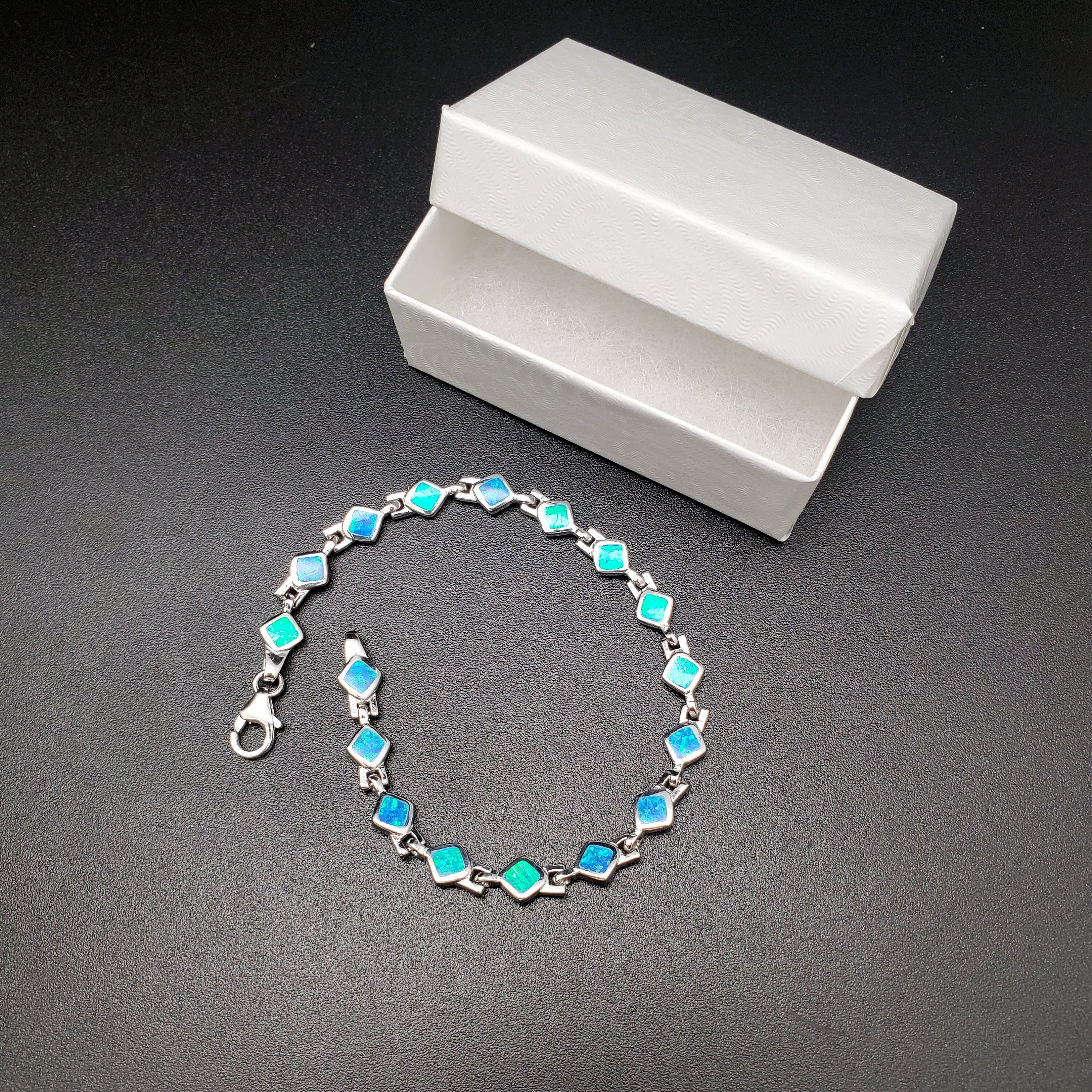 FFD #990 | Blue Opal Bracelet | Sterling Silver Opal Inlay