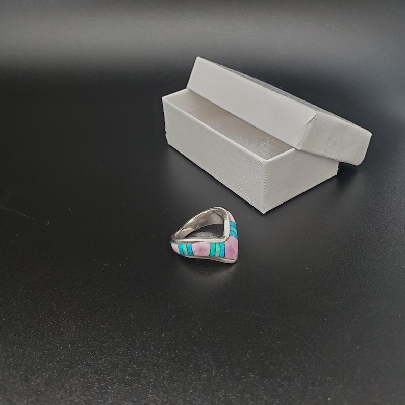 GG-019 | Silver Inlay Opal Ring | Micro Inlay Southwest Ring | Sterling ...