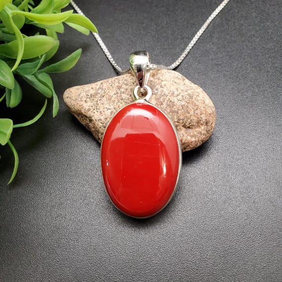 Sterling Silver Red Coral Pendant Sterling Silver Red Coral Pendant