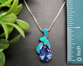 QQ-288 | ブルータンザナイトブルーオパールネックレスペンダント