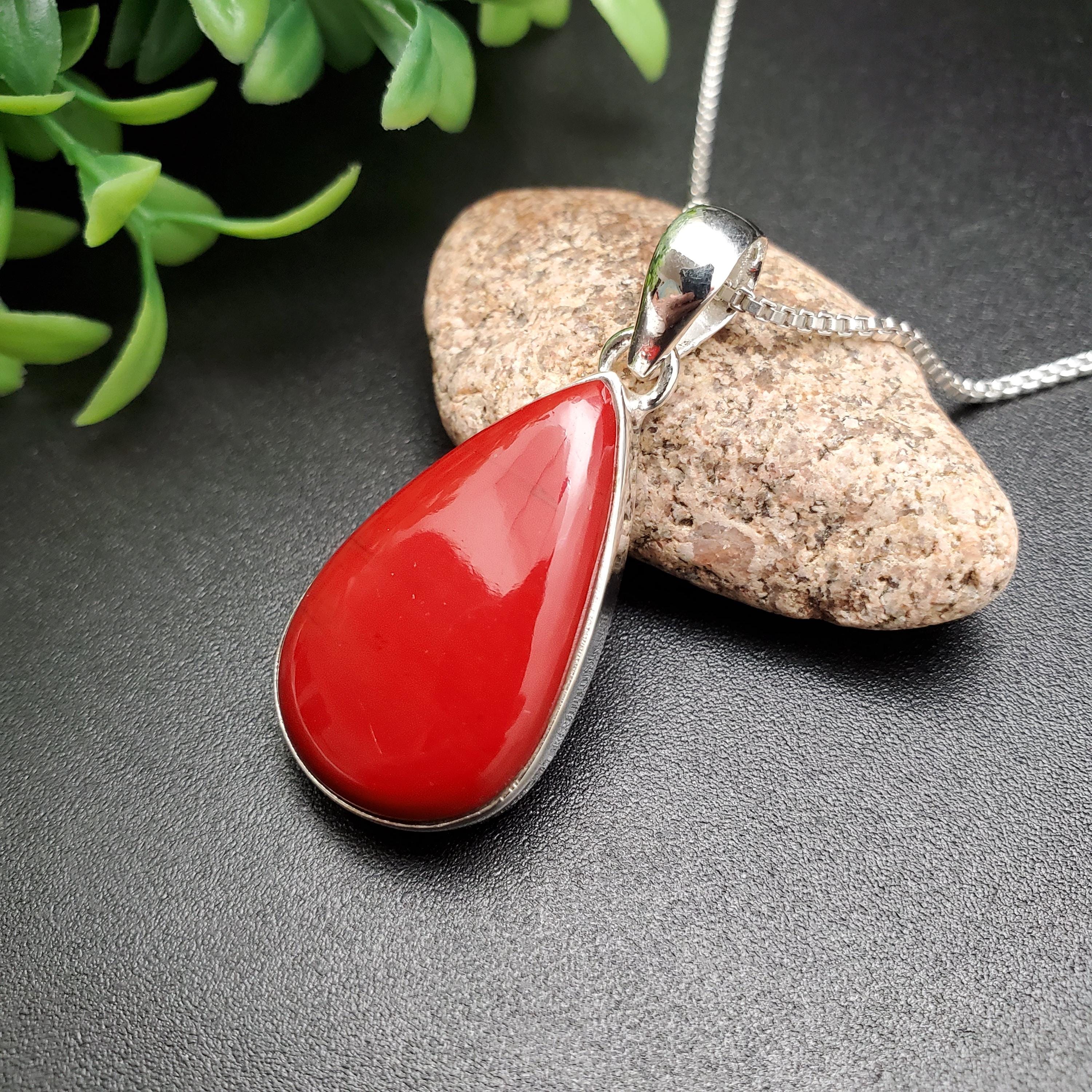 QQ-449 | 大きな赤珊瑚ネックレスペンダントオプション（シルバー